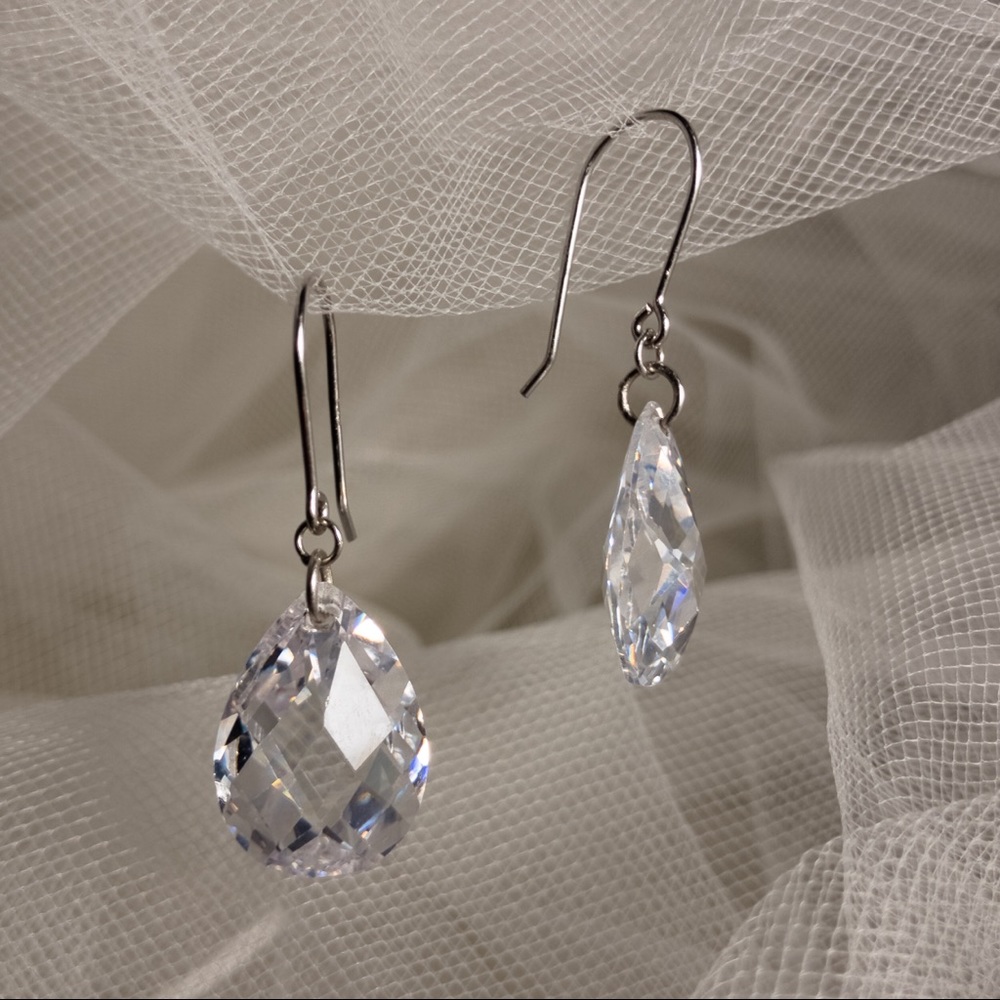 Drop Earrings, Crystal-Cut Glass
